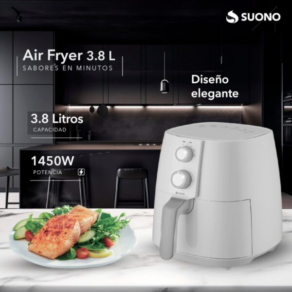 FREIDORA DE AIRE SUONO MECÁNICA 3.8L COLOR BLANCA - Imagen 3