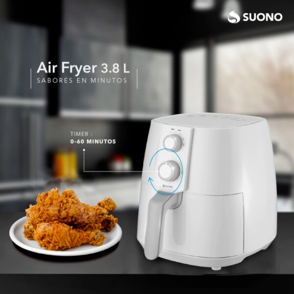 FREIDORA DE AIRE SUONO MECÁNICA 3.8L COLOR BLANCA - Imagen 4