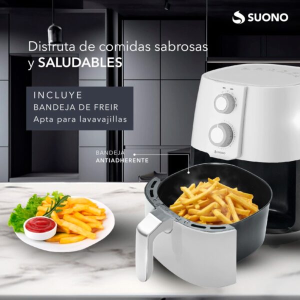 FREIDORA DE AIRE SUONO MECÁNICA 3.8L COLOR BLANCA - Imagen 5