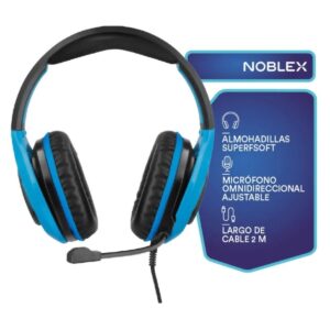 AURICULARES GAMER NOBLEX HP600GM X SOUND MICRÓFONO COLOR NEGRO/AZUL