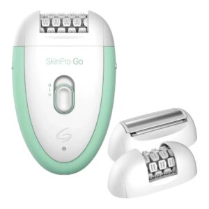 GAMA DEPILADORA SKIN PRO GO 2 ZONA SENSIBLE CABEZALES AFEITA COLOR BLANCO Y VERDE