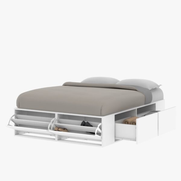 DIELFE CAMA MODERNA EXTENSIBLE BLANCA/ROBLE KENDAL 140X190 - Imagen 2