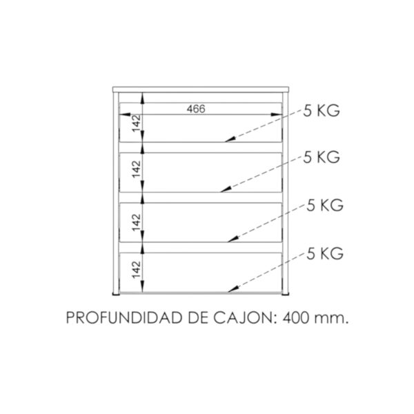 DIELFE CAJONERA 4 CAJONES VENEZIA - Imagen 4