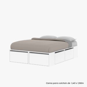 DIELFE CAMA MODERNA EXTENSIBLE BLANCA/ROBLE KENDAL 140X190