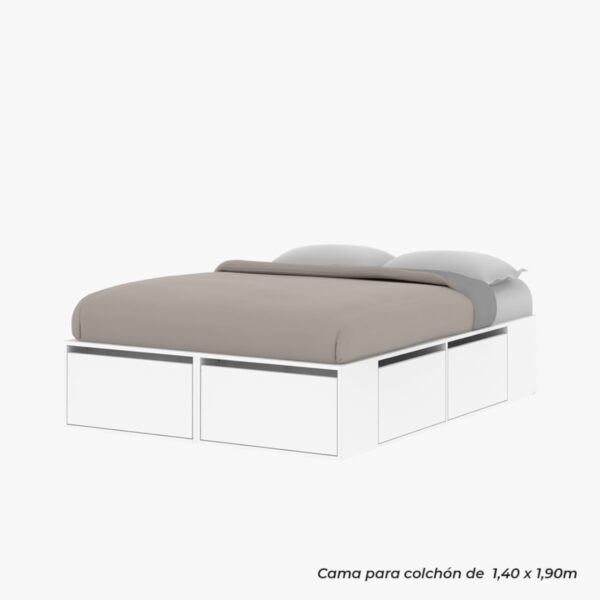 DIELFE CAMA MODERNA EXTENSIBLE BLANCA/ROBLE KENDAL 140X190