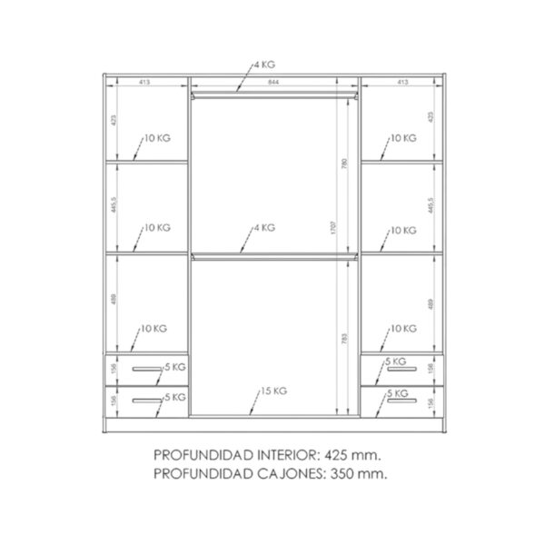 DIELFE PLACARD 4 PUERTAS DE ABRIR PAC170 - Imagen 4
