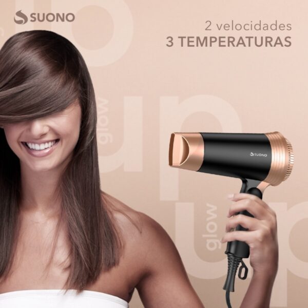 SUONO SECADOR DE PELO PLEGABLE NEGRO - Imagen 3