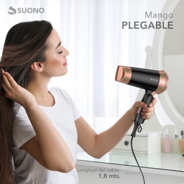 SUONO SECADOR DE PELO PLEGABLE NEGRO - Imagen 5