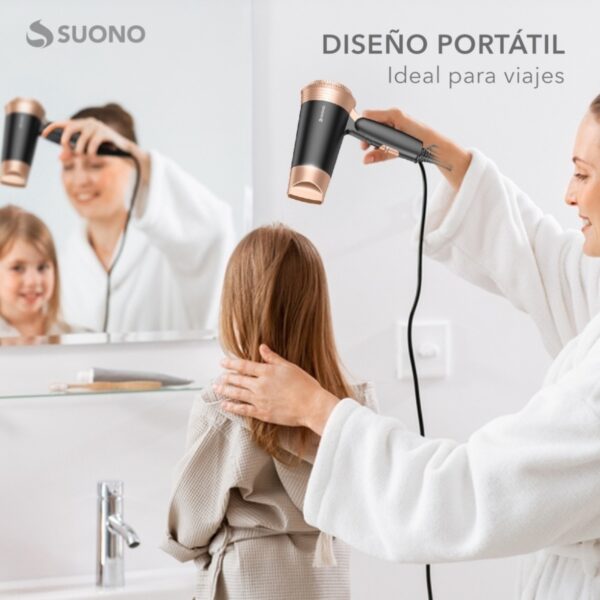 SUONO SECADOR DE PELO PLEGABLE NEGRO - Imagen 7