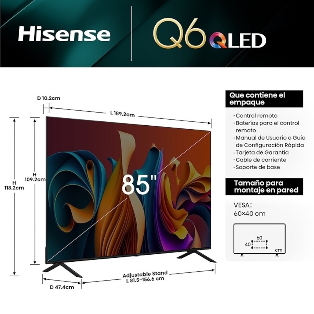 HISENSE SMART TV 85'' QLED 85Q6N - Imagen 3