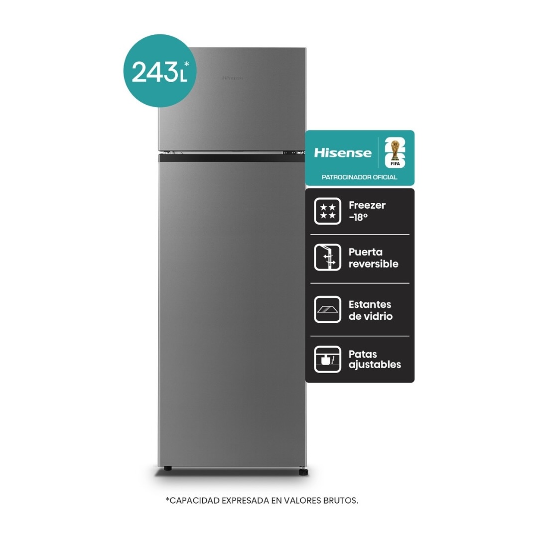 HISENSE HELADERA CON FREEZER CÍCLICA RT1N240NED1 240L