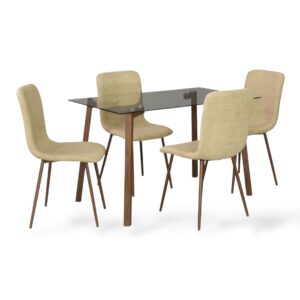 JUEGO DE MESA 80X140 VIDRIO + 4 SILLAS