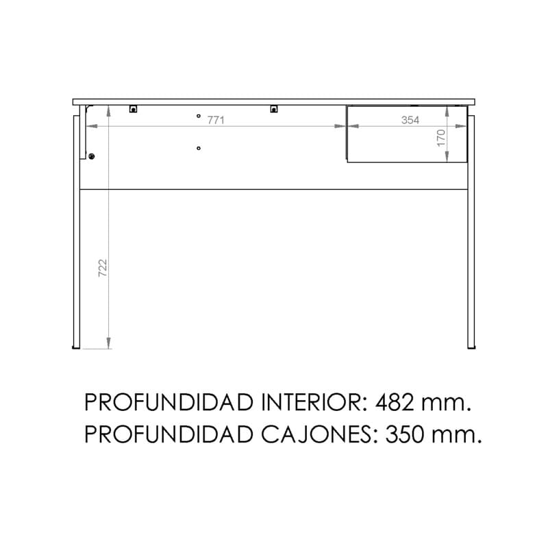 ESCRITORIO CLASICO 1 CAJON BZC120 - Imagen 3