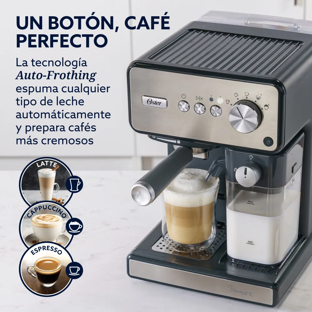 OSTER CAFETERA AUTOMÁTICA ESPRESSO PrimaLatte INOX BVSTEM6604SS - Imagen 4