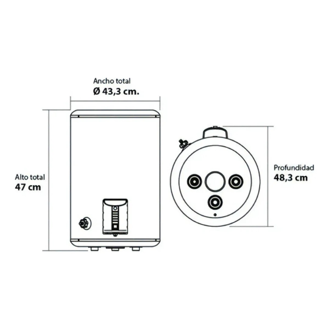 COPPENS TERMOTANQUE ELÉCTRICO COLGAR CARGA INFERIOR 40L - Imagen 3