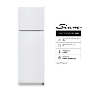 SIAM HELADERA TOP MOUNT CÍCLICA 298L BLANCA - HSI-CT302B