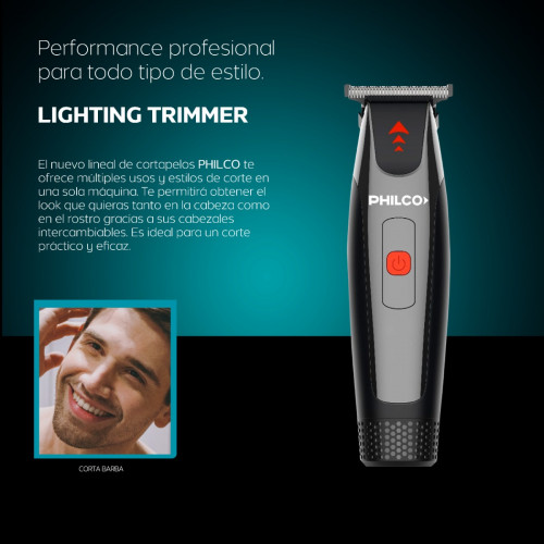 CORTADORA DE PELO INALÁMBRICA PHILCO LIGHTING TRIMMER - Imagen 2