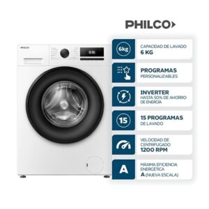 PHILCO LAVARROPAS AUTOMÁTICO INVERTER 6KG 1200Rpm PHLF64BN