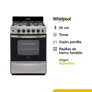 WHIRPOOL COCINA MULTIGAS 56CM INOX WFX57DIDNA